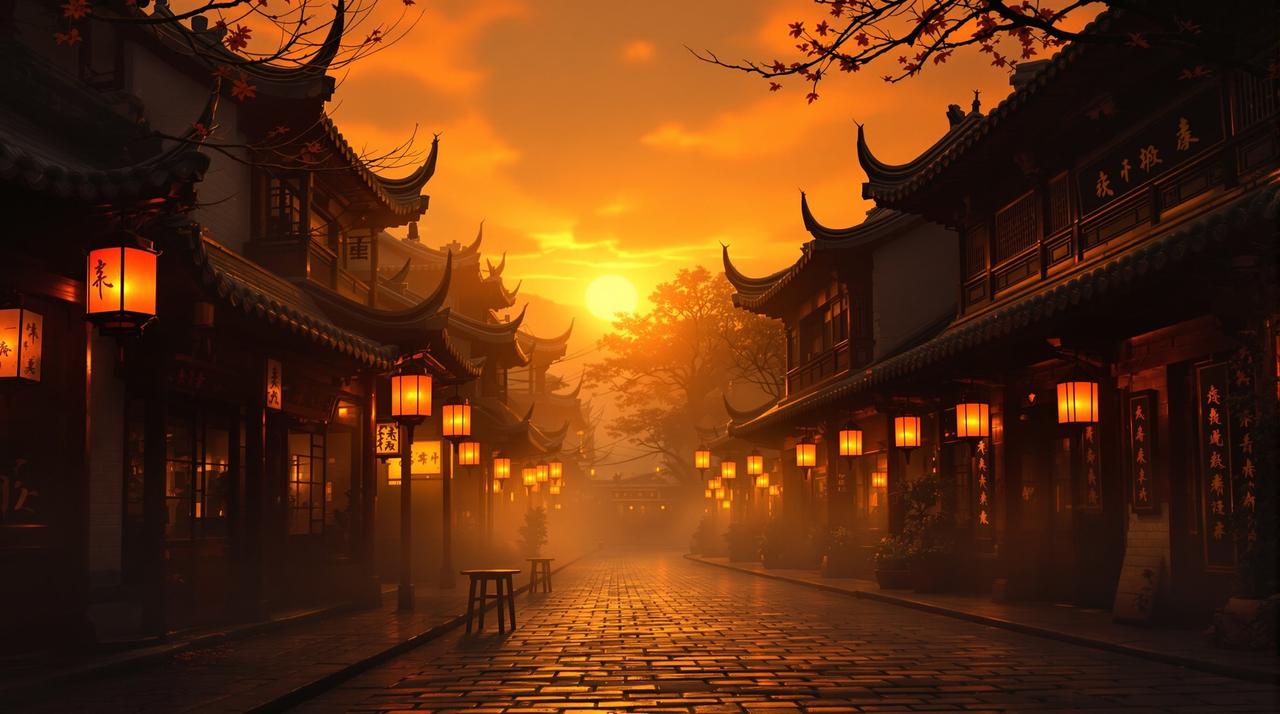 天空影院 - 暖调灯笼夜空背景